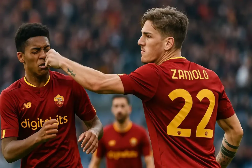 Nicolo Zaniolo “đấm nhầm” đồng đội trẻ AS Roma gây sốt 1 Nicolo Zaniolo “đấm nhầm” đồng đội trẻ AS Roma gây sốt